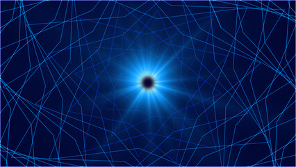 Neon-colored rotating tunnel moving forward. Neon-animated glowing tunnel with moving light on gradient neon light background for greetings, nightclubs, and event celebrations.