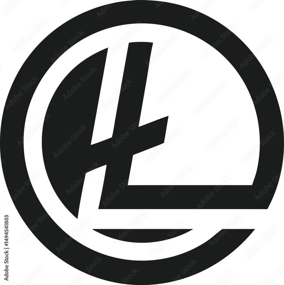 Poster minimalist abstract logo design featuring the letter l in a circle with transparency