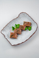 Juicy and fresh meat with herbs