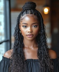 Elegant Woman with Braided Hairstyle
