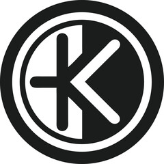 Minimalist abstract letter k logo design inside a circle vector illustration