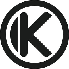 Minimalist letter k logo design in a circle vector for brand identity