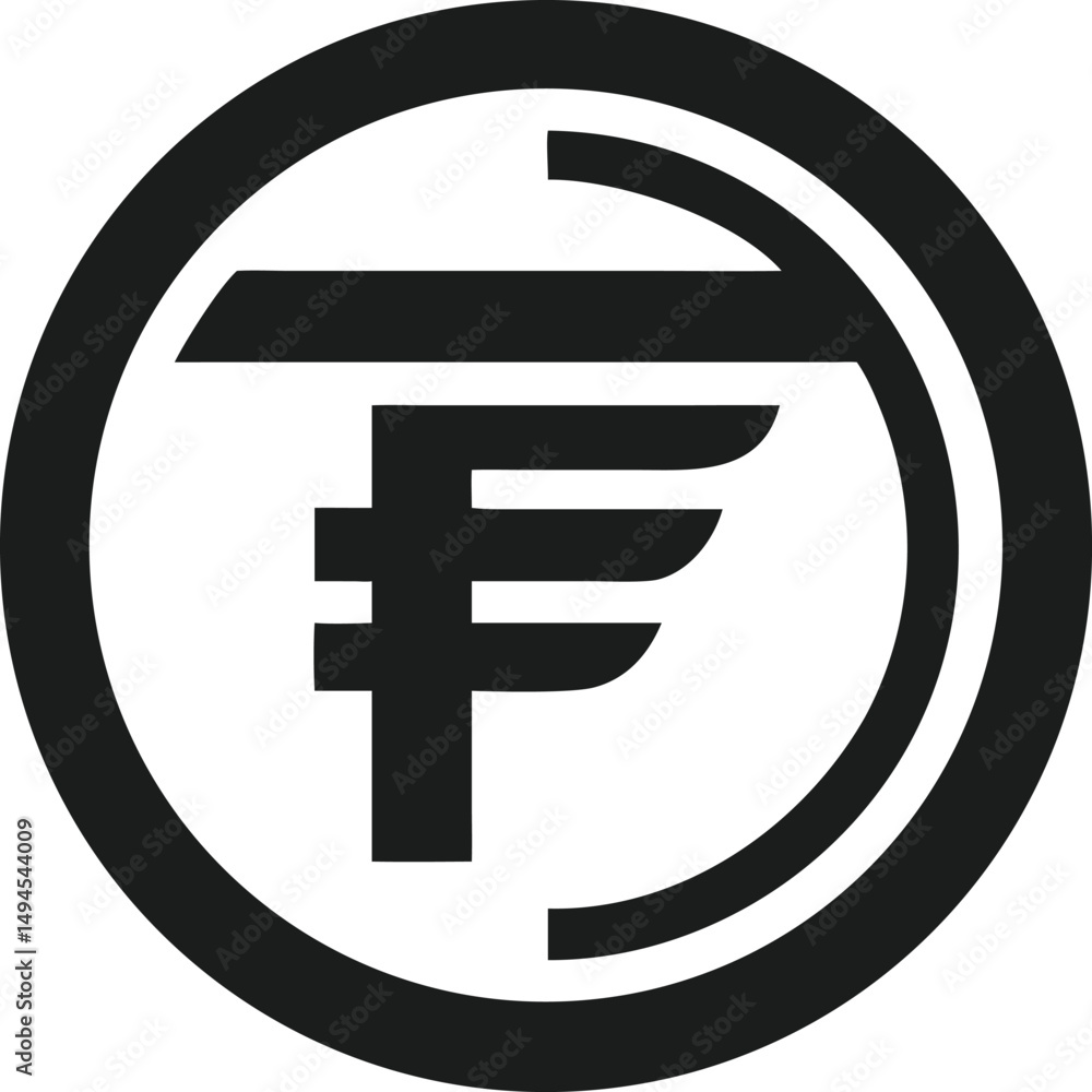 Poster abstract minimalist logo design with the letter f within a circular shape