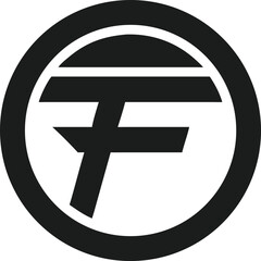 Minimalist black logo design featuring letter f inside a circular shape