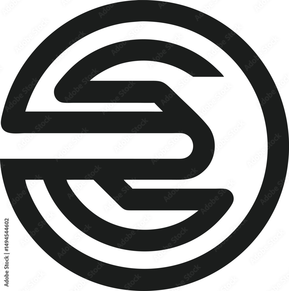 Poster abstract minimalist logo design featuring the letter e within a circular shape