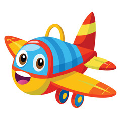 Cute Cartoon Airplane Vector Illustration — Colorful Jet Aircraft Clipart in Flat Style for Kids and Educational Designs
