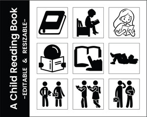 Reading Icons Vector Set Collection Of Diverse People Enjoying Books In Various Poses