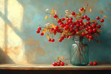 Photorealistic Red Cherry Drink with Summer Freshness Aesthetic