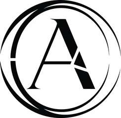 Minimalistic logo design with abstract letter a within a circular shape