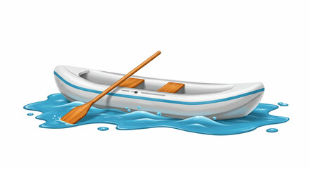 Fototapeta premium Cartoon boat resting in gentle water