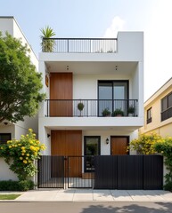 Elegant Home with Warm Lighting, Open Porch, and Outdoor Patio