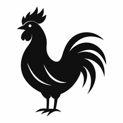 Black rooster vector on white background.
