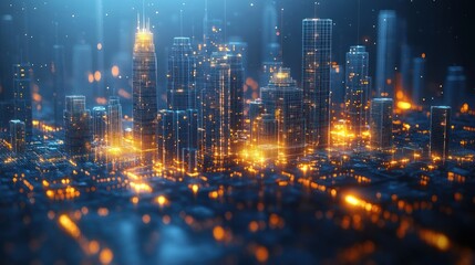 Futuristic Cityscape: Digital Metropolis at Night