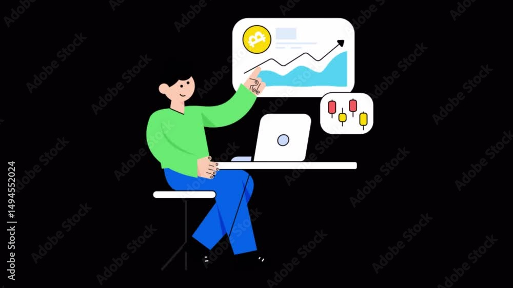 Poster bitcoin market motion graphic rendering with transparent alpha channel