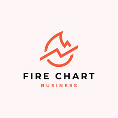financial logo or rising chart with fire