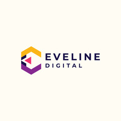 modern minimalist logo monogram initial letter E