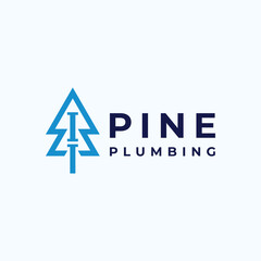 plumbing logo or pine tree with pipe