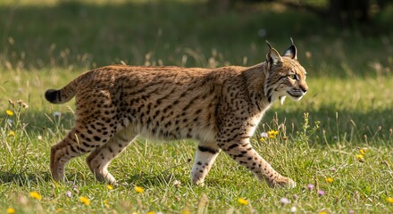 Fototapeta premium Majestic Eurasian Lynx in Meadow