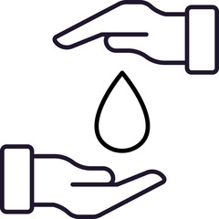 Water Drop between Hands Modern Outline Style Icon for Design, Cards, Apps, Social Networks