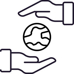 Planet between Hands Thin Icon for Web Sites, Books, Cards, Apps