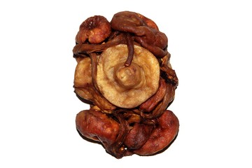 Pile of dehydrated sliced pears snack