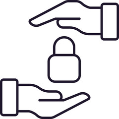 Door Lock between Hands Isolated Line Icon for Graphic Design, Web Sites, Cards, Books, Articles