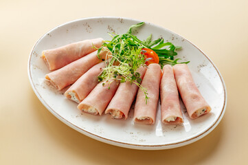 rolls with ham and herbs