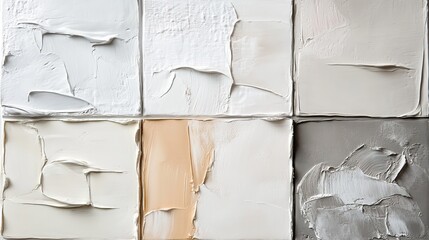 Abstract Neutral Palette Impasto Texture Painting Modern Art White Gray Beige Canvas Wall Decor Home Cream Style Image  
