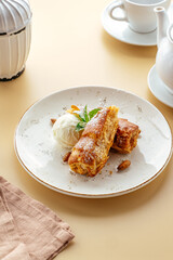 ice cream and pastry dessert