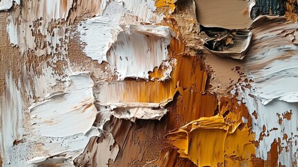Abstract Brown White Gold Impasto Oil Painting Texture Background Modern Art Canvas rich bold image style decor thick   