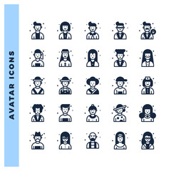 25 Avatar Lineal Fill icon pack. vector illustration.