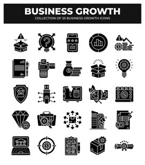 Collection of 25 Business Growth Icons: Boost Your Business with Strategic Growth