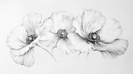 Fototapeta premium A black and white drawing of a three flowers 