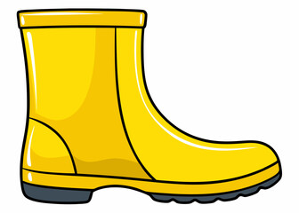 Pair of yellow waterproof rubber rain boots for children, isolated on white