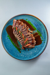 Juicy and fresh meat with herbs