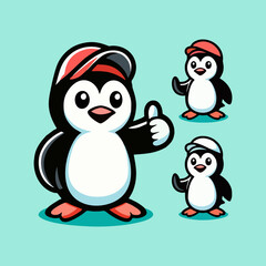 Penguin mascot cartoon design for animal mascot logo cute penguin character arctic animal vector illustration funny penguin art adorable bird mascot logo for digital clipart and branding identity