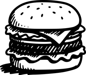 Big burger, hand drawn vector illustration