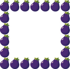 Decorative square frame made with stylized eggplants. Ideal for food-related layouts, natural product designs, digital materials, and graphic compositions.