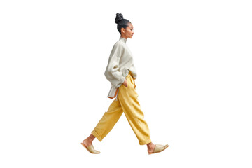 PNG Asian female young adult walking in casual attire