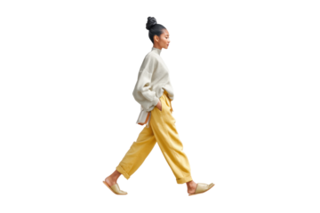 PNG Asian female young adult walking in casual attire