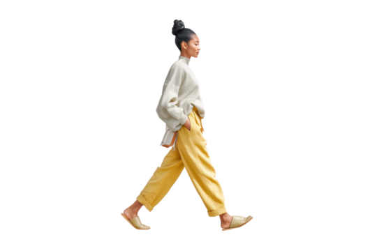 PNG Asian female young adult walking in casual attire