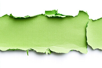 Fototapeta premium Ripped Paper Reveal: A detailed close-up reveals a pristine, bright green background through a tear in white paper, symbolizing a moment of unveiling or discovery.
