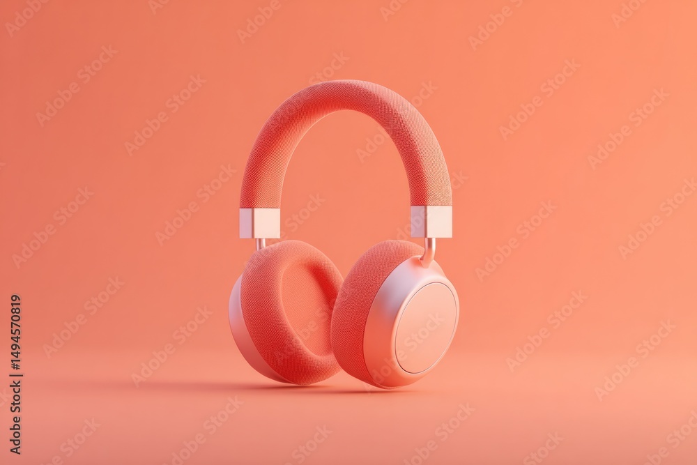 Poster minimalistic image of sleek pair of headphones resting on solid-color surface with abundant copy spa