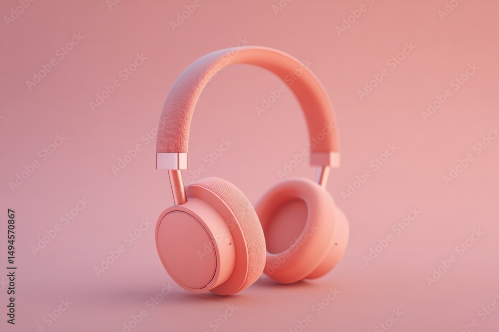 Poster minimalistic image of sleek pair of headphones resting on solid-color surface with abundant copy spa
