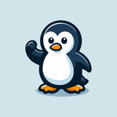 Obraz premium Penguin Mascot Vector Illustration Animal Cartoon Design for Logo Cute Wildlife Emblem Flat Art Arctic Antarctic Adorable Happy Friendly Character Nature Icon Creative Branding Symbol Winter Fish Snow