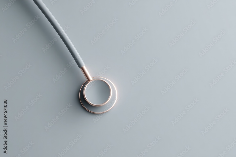 Poster minimalistic image of stethoscope with tablet symbolizing digital healthcare diagnostics on clean su