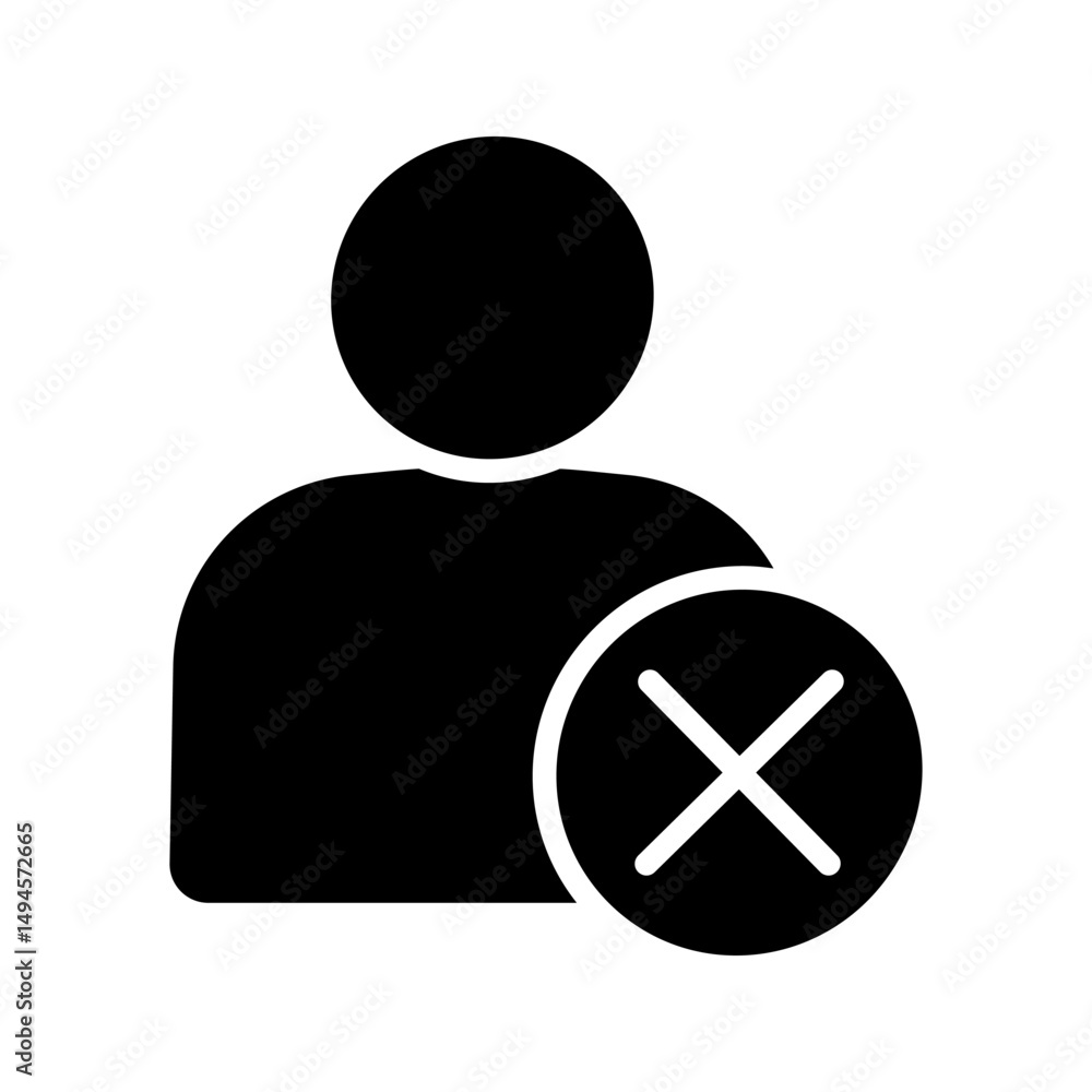 Poster user remove icon . remove account sign . delete user icon vector . cancel account icon