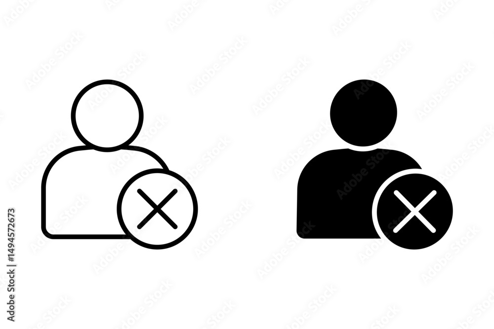 Poster user remove icon . remove account sign . delete user icon vector . cancel account icon
