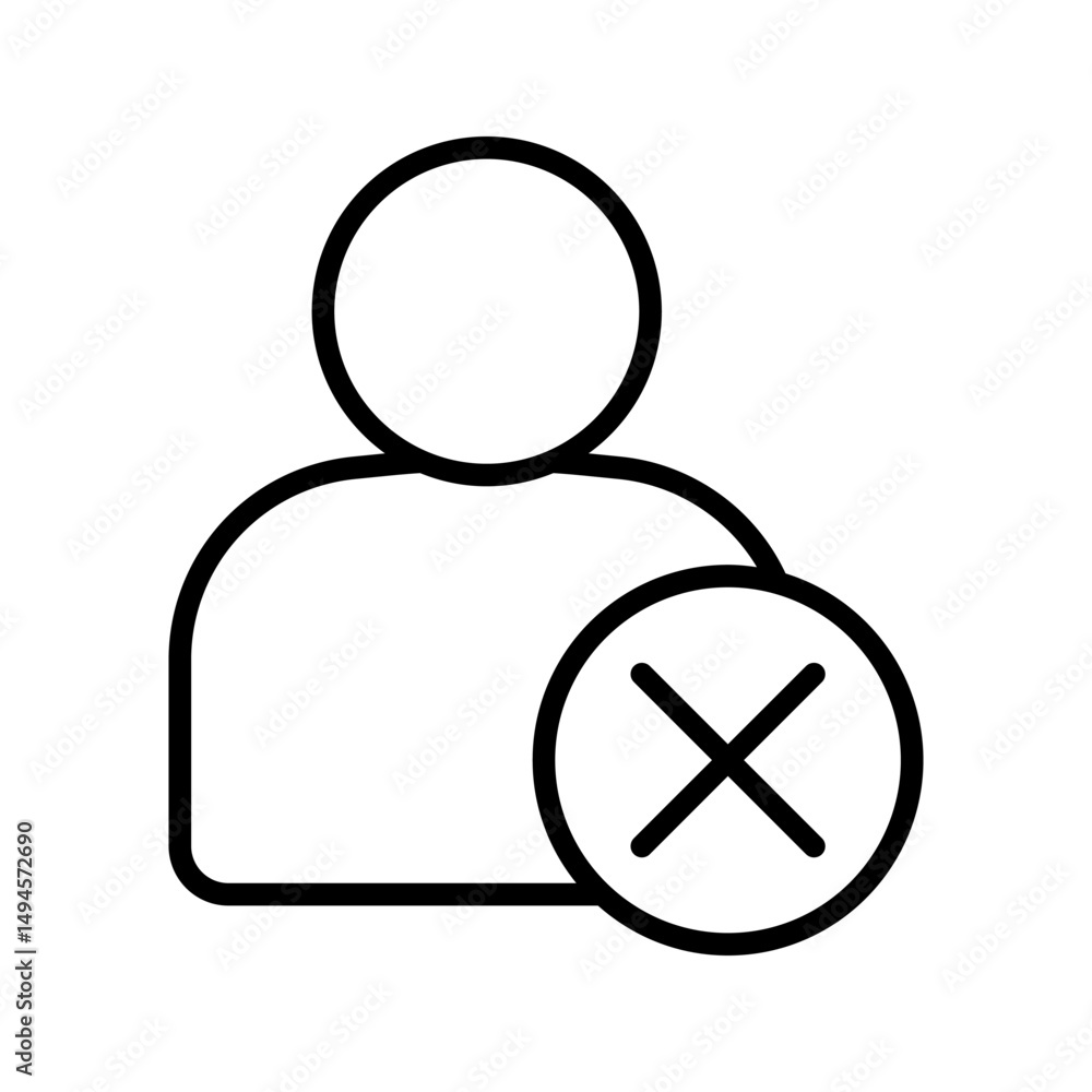 Poster user remove icon . remove account sign . delete user icon vector . cancel account icon