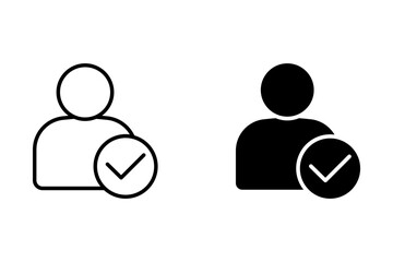 check user icon vector accept person profile avatar with checkmark yes tick symbol, checked user profile account approved icon